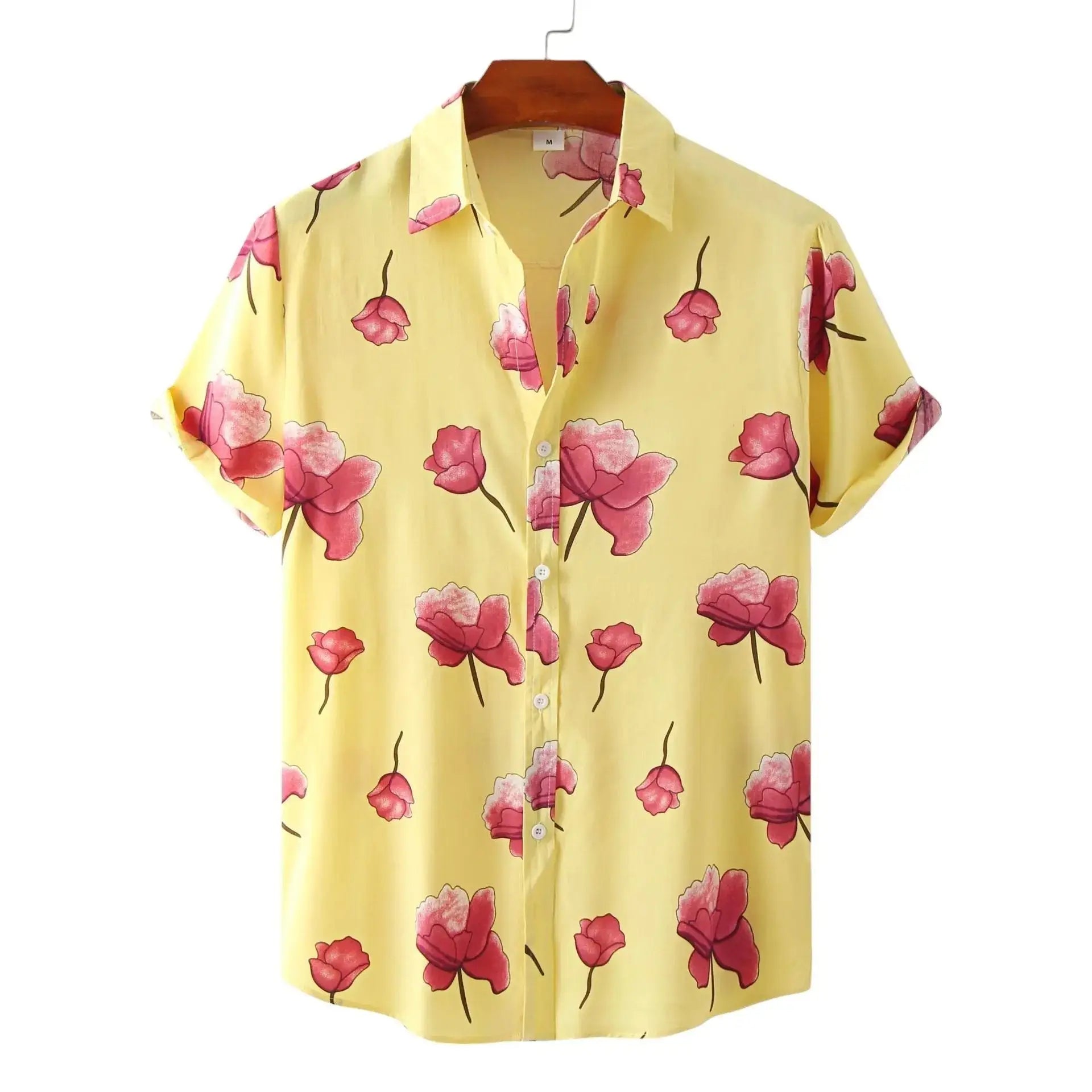 Bamboo Hemp Shirts for Men - Shirt - Dan Flashes - Medium - Bamboo hemp floral shirts for men - Dan Flashes